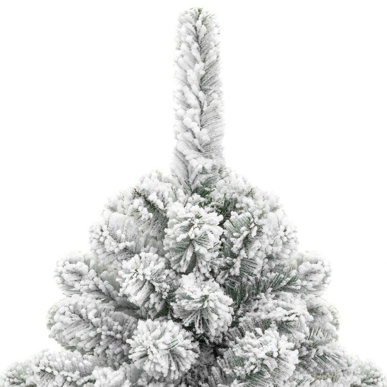 6' Flocked Pine Christmas Tree – Snowy Artificial Tree with Foldable Stand