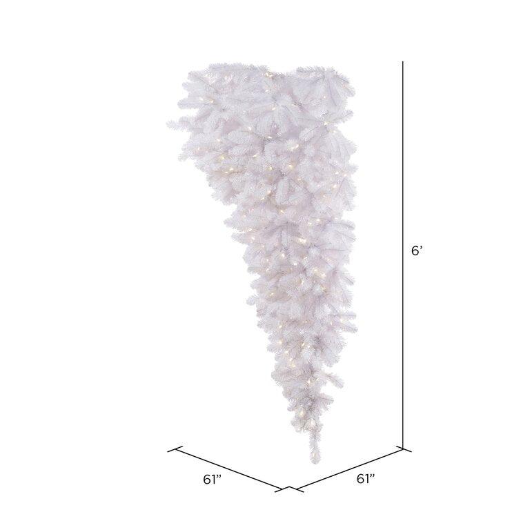 Half Upside Down 6' White Artificial Christmas Tree