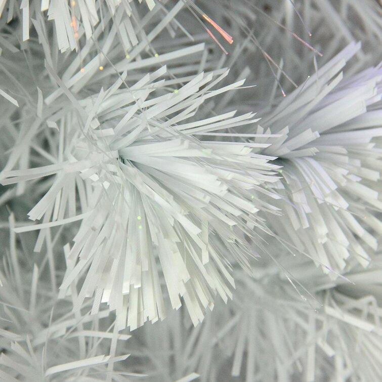 Iridescent Fiber Optic 4' White Artificial Christmas Tree with 24 Multi-Colored Lights