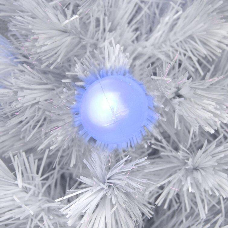 Iridescent Fiber Optic 4' White Artificial Christmas Tree with 24 Multi-Colored Lights