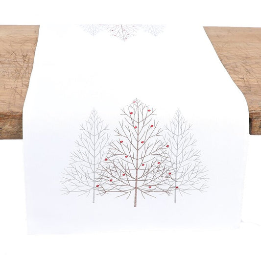 Embroidered Festive Tree Table Runner