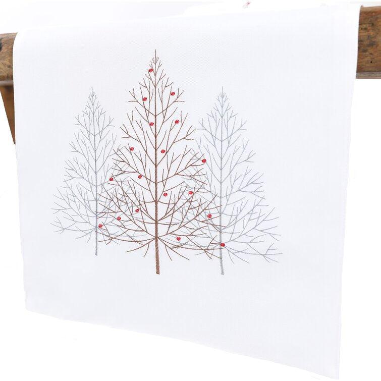 Embroidered Festive Tree Table Runner
