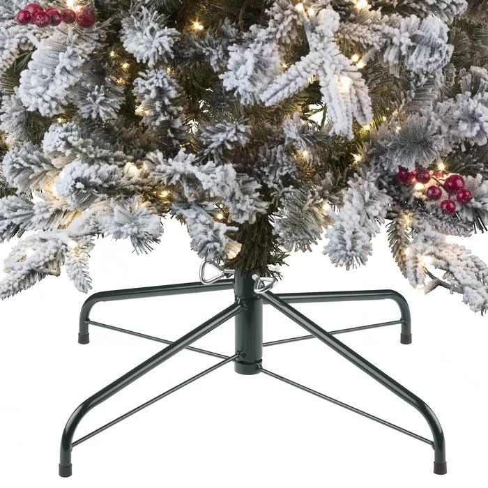 Flocked Lexington Slim Fir Pre-Lit Christmas Tree with LED Cluster Lights