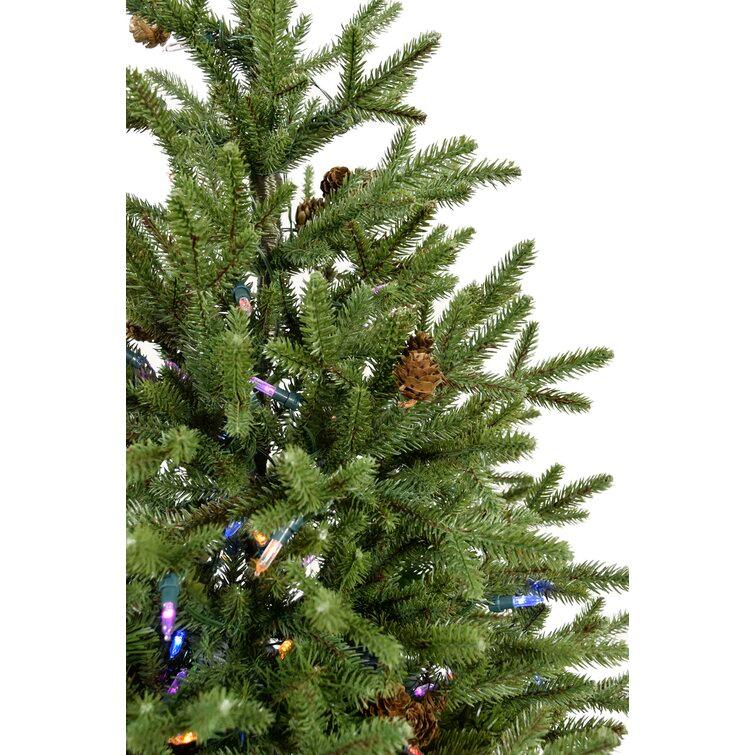 Noble 3' Green Fir Artificial Christmas Tree with 159 Multi-Colored Lights with Metallic Urn Base (Set of 2)