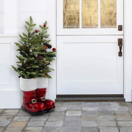 Santa Boots 3' Green Pine Artificial Christmas Tree with Clear/White Lights