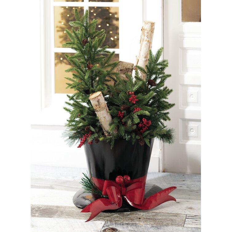 Seasons Greenings Snowman Hat Iron Artificial Tree Stand
