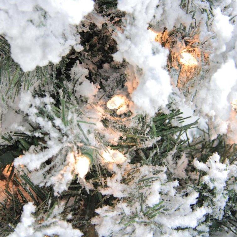 Set of 3 Pre-Lit Flocked Woodland Alpine Artificial Christmas Trees 3' 4' and 5' - Clear Lights