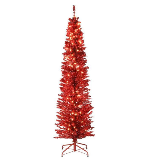 Red Pine Artificial Christmas Tree With Clear Lights
