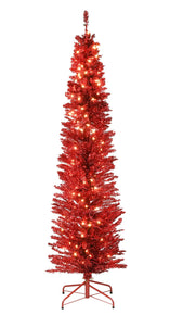 Red Pine Artificial Christmas Tree With Clear Lights