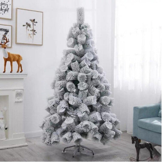 White Covered Artificial Christmas Tree Decorated For Christmas