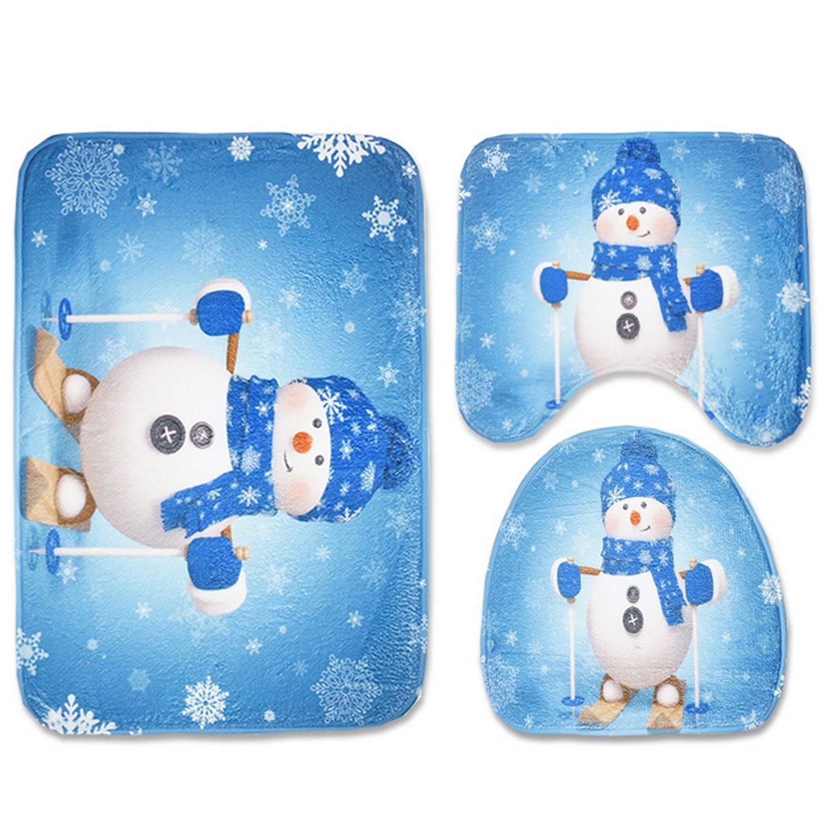 Christmas Snowman No-Slip Toilet Carpet