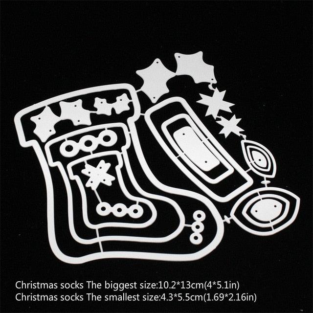 Nesting Christmas Stocking Metal Cutting Dies Stencils - Christmas Trees USA