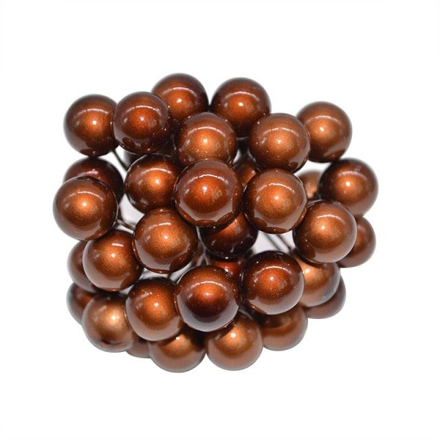 50Pcs/lot Mini Artificial Flower Fruit Stamens Cherry Christmas Plastic Pearl Berries Ornaments - Christmas Trees USA