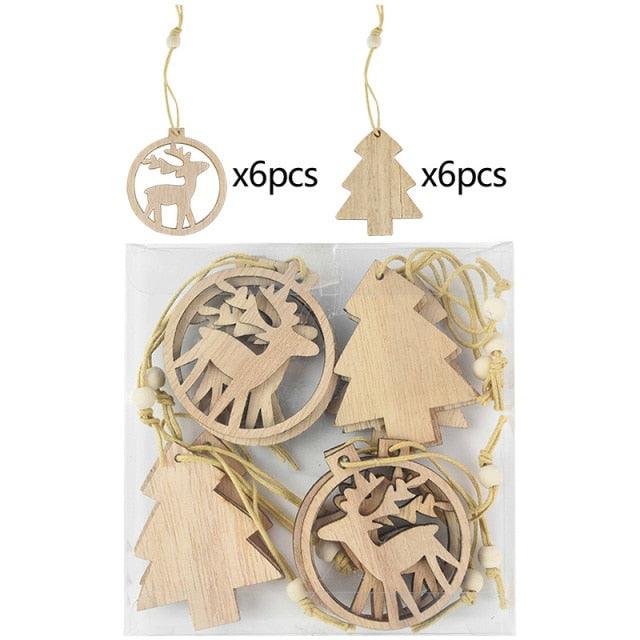 Christmas Wooden Tree Pendants