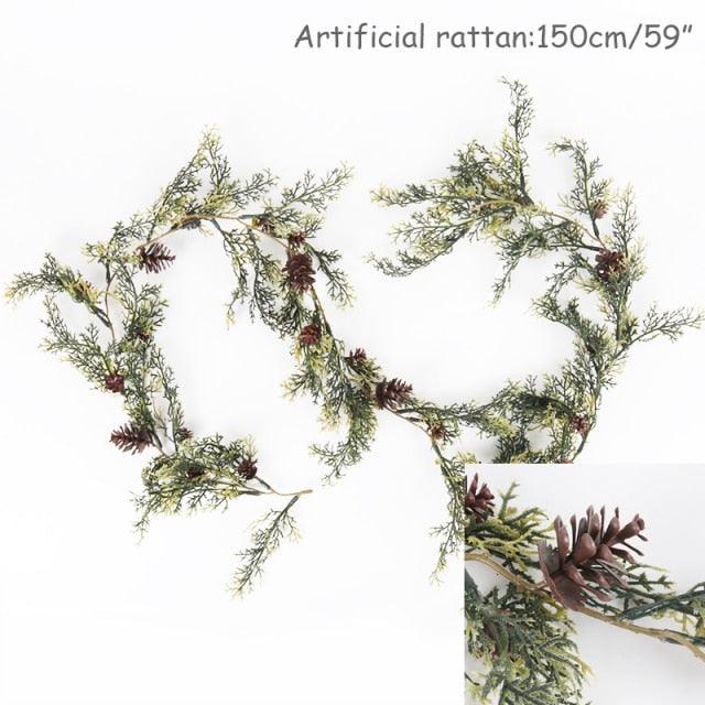 Christmas Wreath Barries Cones Artificial Vine Hanging Floral - Christmas Trees USA