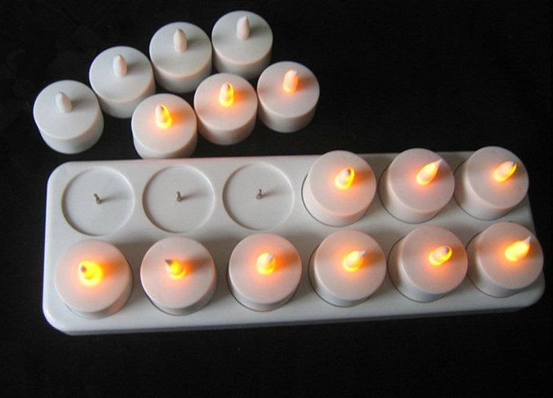 Set of 12 Rechargeable led candle Flameless Static