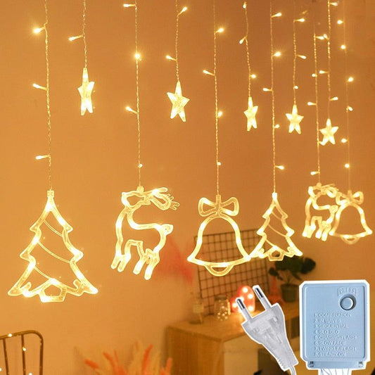 Xmas Tree Deer Stars Garland Lighting Window Indoor Outdoor - Christmas Trees USA