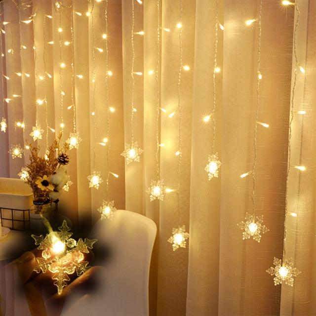 3.2M LED Christmas star snowflake deer Bells tree Garland Lights - Christmas Trees USA