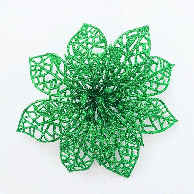 "Glitter Christmas Poinsettia Flower Ornaments - Sparkling Tree Decorations"