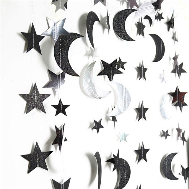 Moon And Star Shaped Papers For Christmas Decoration