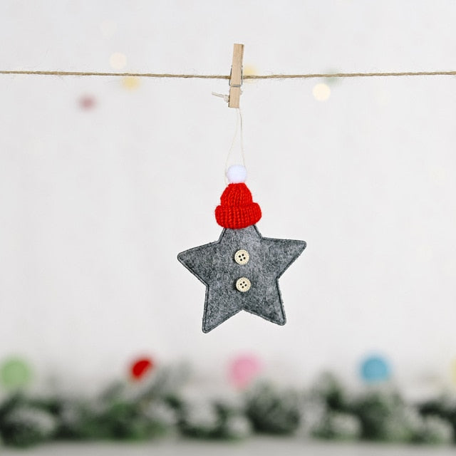 Cute Felt Wooden Elk Christmas Tree Pendants