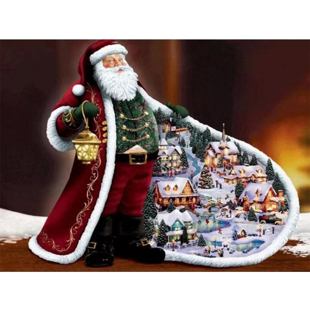 Santa Claus Paintings With Rhinestones Diamond Embroidery