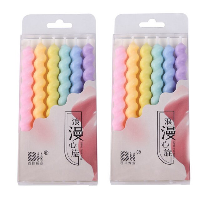 Birthday Candles Korea Macron Candy Color Spiral Twisted Candle
