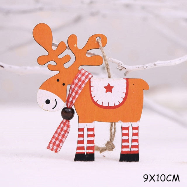 Xmas Elk Wood Craft Christmas Tree Ornament