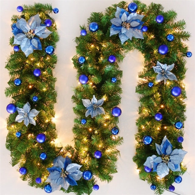 Christmas LED Rattan Garland Decorative Green Wreath