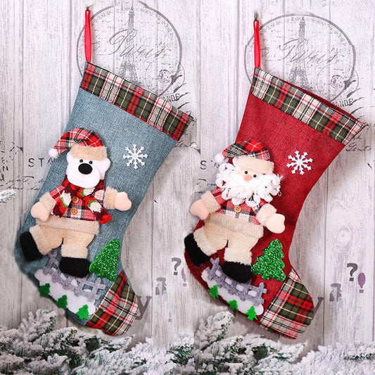 Christmas Stocking Sack Xmas Gift Candy Bag - Christmas Trees USA
