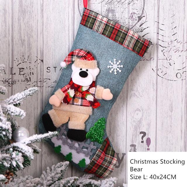 Christmas Stocking Sack Xmas Gift Candy Bag - Christmas Trees USA
