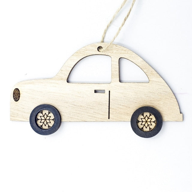 Pendant Wooden Painted Colorful Car