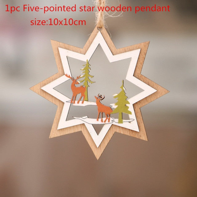 3D Christmas Wooden Hanging Pendants