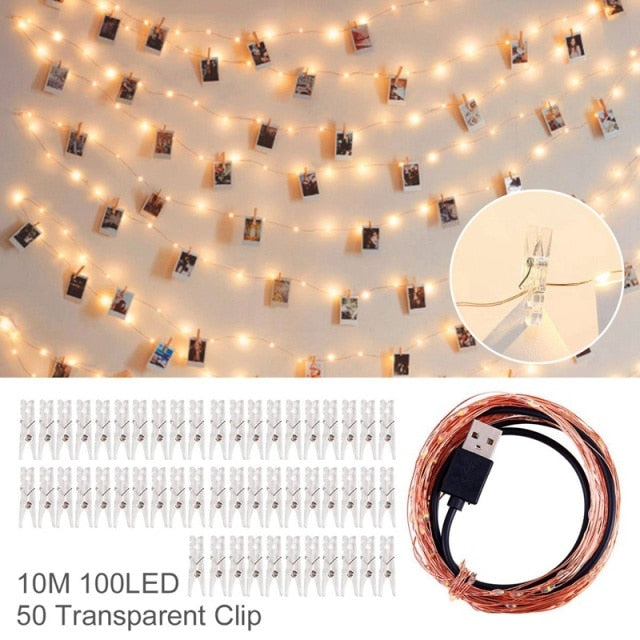 Elk Bell String Garland Curtain Light LED Christmas Decor - Christmas Trees USA