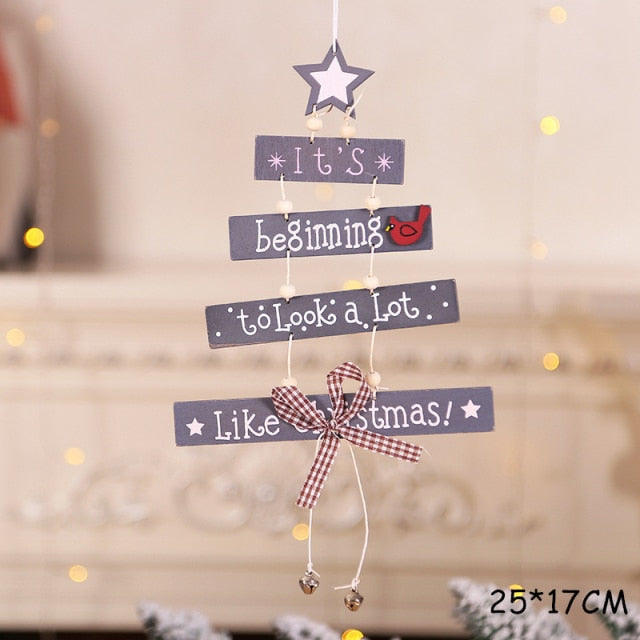 Christmas Decorations Snow Xmas Wooden Ornaments