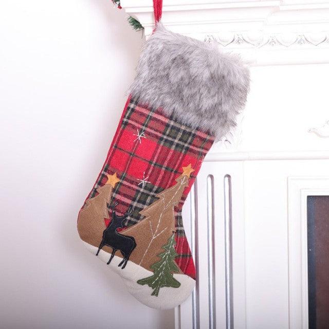 Fireplace Decoration Christmas Stockings With Santa and Star Sticker on It - Christmas Trees USA