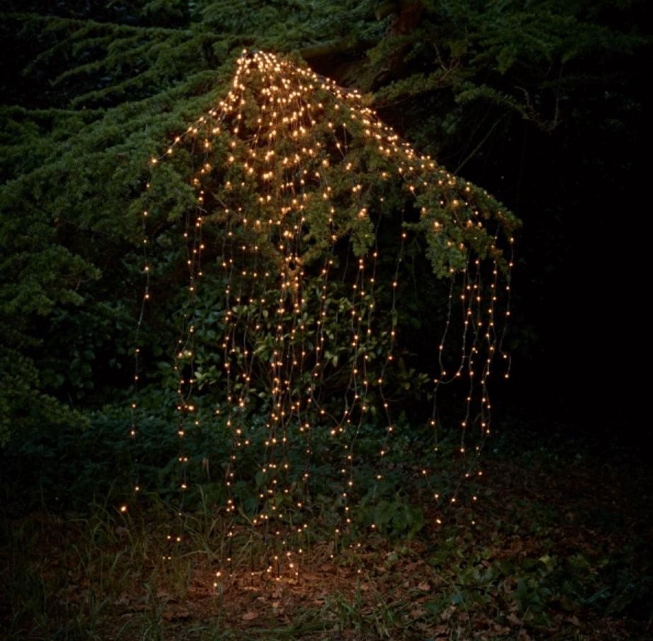 LED Solar Lights string Waterfall Fairy icicle Lights 600 luces - Christmas Trees USA