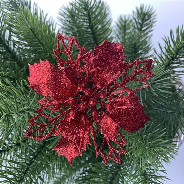 Artificial Glitter Christmas Flowers