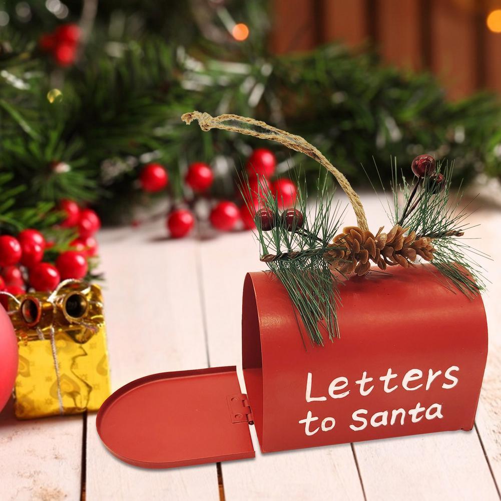 "Christmas Ornaments Metal Mailbox - Handcrafted, 'Letters to Santa' Design"