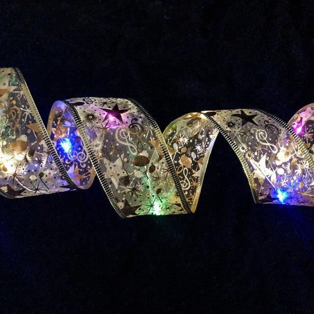 1M/2M/5M Christmas Ribbon With LED Lights - Christmas Trees USA