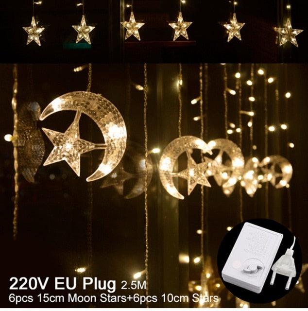 Moon Star LED Light String Merry Christmas Decorations - Christmas Trees USA
