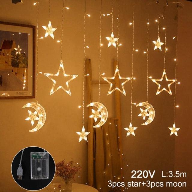 Moon Star LED Light String Merry Christmas Decorations - Christmas Trees USA