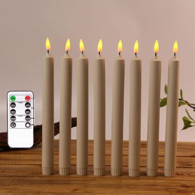 Pack of 6 Yellow Flickering Remote LED Taper Candles,20.5 cm/25.5 cm