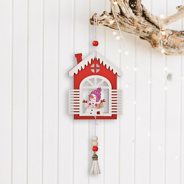 Christmas Wooden House Pendant Ornaments