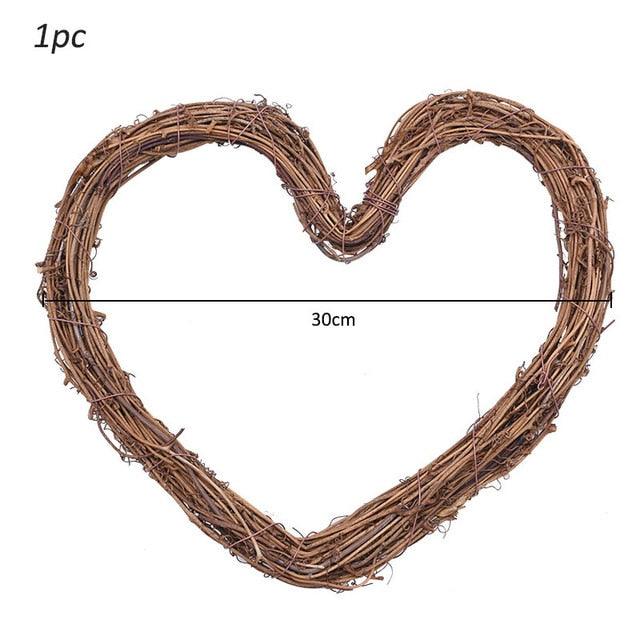 10-30cm Xmas Home Decor Heart Natural Rattan Wreath - Christmas Trees USA