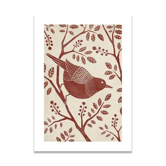 Christmas Theme Sweet Lovely Bird Plant Wall Art