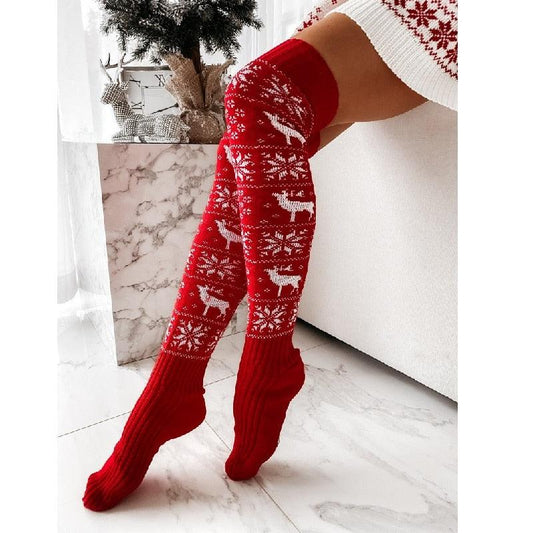 Christmas Women's Long Knitted Stockings - Christmas Trees USA