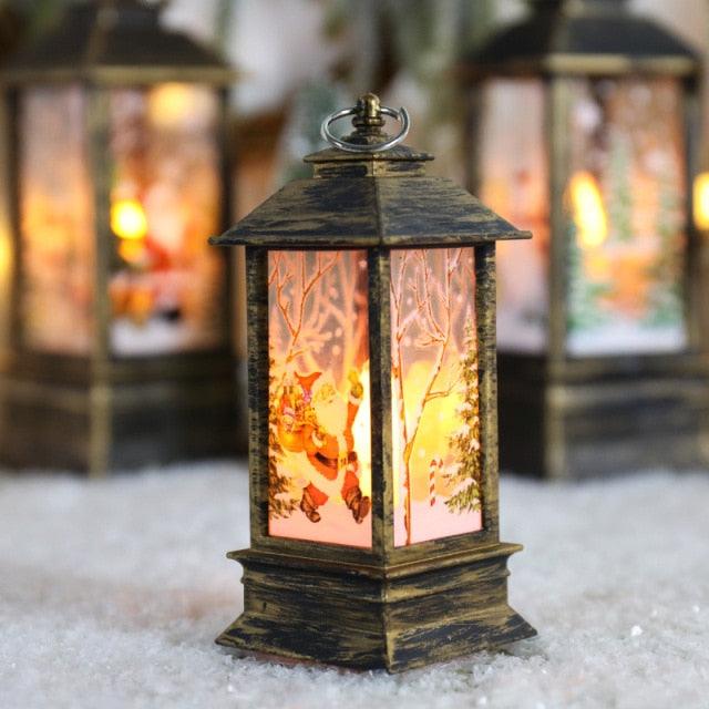 Santa Claus Snowman Lantern Light - Christmas Trees USA