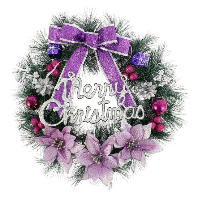 Christmas Wreath with Battery Powered LED Light - Christmas Trees USA