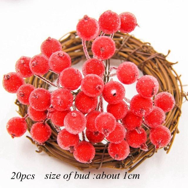 1pack Christmas Red Berry Flowers Artificial Stamen Buds - Christmas Trees USA